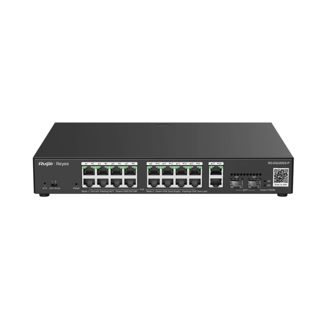 Network switch with multiple ports on a white background
